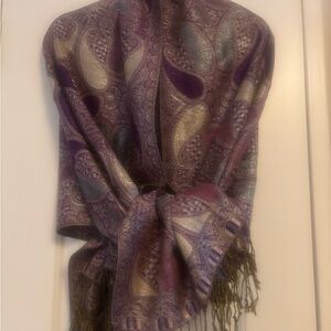Pashmina Wrap - purple/silver/gold